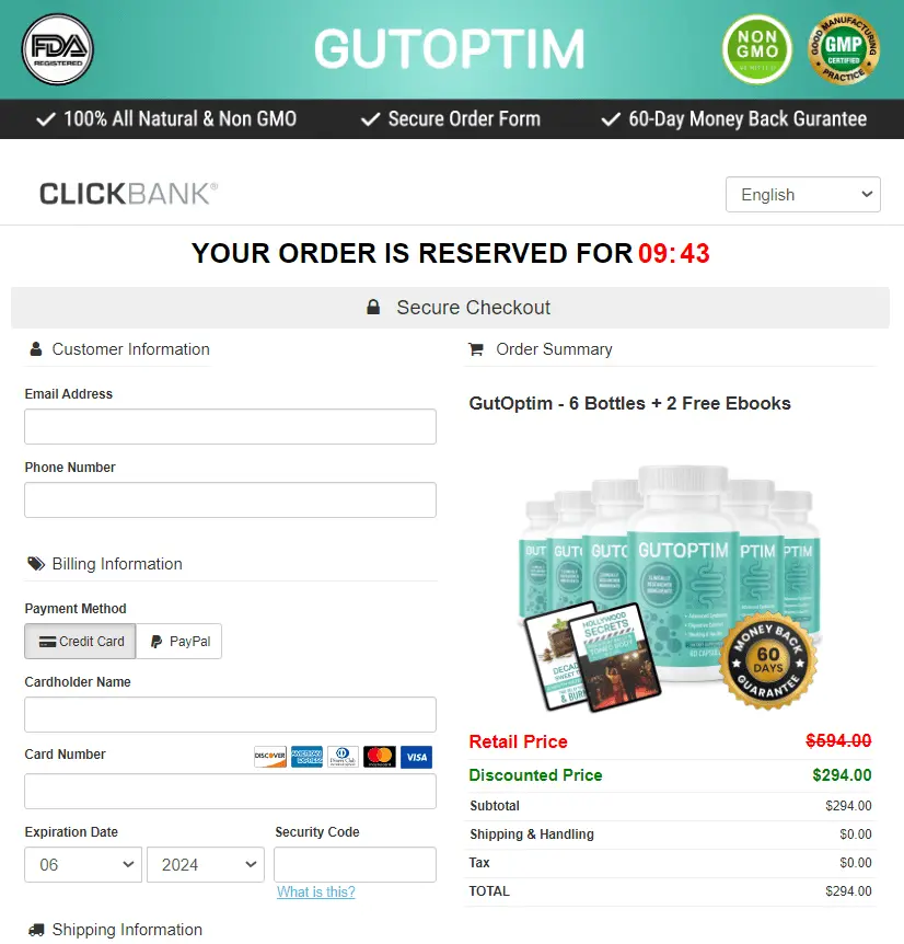 gutoptim - Order Page